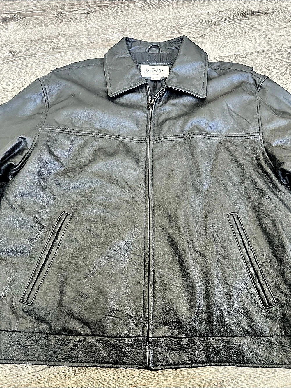 Vintage St. John’s Bay Men's Leather Jacket Black XL